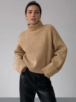 COMMENSE Turtleneck Ribbed Warm Sweater* Sweater Tops|Sweaters & Cardigans