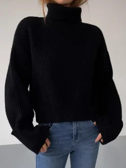 COMMENSE Turtleneck Ribbed Warm Sweater* Sweater Tops|Sweaters & Cardigans