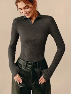 COMMENSE Turtleneck Ribbed Zipper Blouse* Blouses & Shirts|Tops