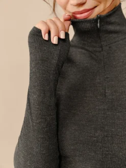 COMMENSE Turtleneck Ribbed Zipper Blouse* Blouses & Shirts|Tops
