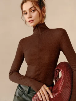 COMMENSE Turtleneck Ribbed Zipper Blouse* Blouses & Shirts|Tops