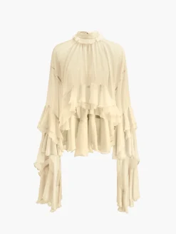 COMMENSE Turtleneck Ruffle Chiffon Shirt* Blouses & Shirts|Tops