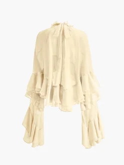 COMMENSE Turtleneck Ruffle Chiffon Shirt* Blouses & Shirts|Tops