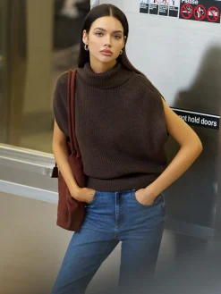 COMMENSE Turtleneck Shrug Sweater Vest* Sweater Vests|Sweaters & Cardigans