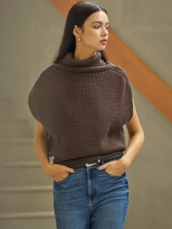 COMMENSE Turtleneck Shrug Sweater Vest* Sweater Vests|Sweaters & Cardigans