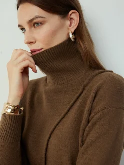 COMMENSE Turtleneck Side Split Short Sweater* Sweater Tops|Sweaters & Cardigans