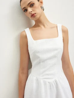 COMMENSE Tweed Backless Bow Short Dress* White Dresses|Casual Dresses