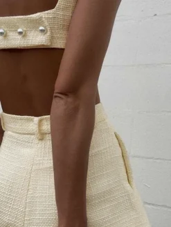 COMMENSE Tweed Backless Plain Shorts Set* Shorts Sets|Shorts
