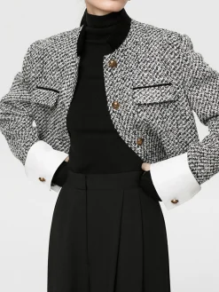 COMMENSE Tweed Boucle Crop Blazer* Outerwear|Crop Tops