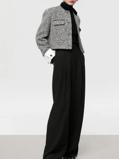 COMMENSE Tweed Boucle Crop Blazer* Outerwear|Crop Tops