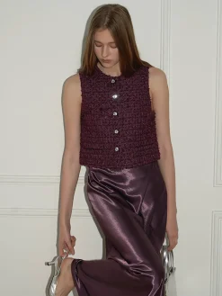 COMMENSE Tweed Button Short Vest* Outerwear|Vests