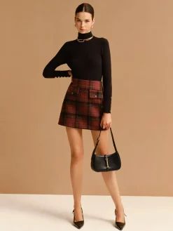 COMMENSE Tweed Checked Mini Skirt* Skirts|Bottoms