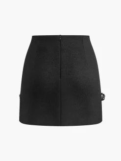 COMMENSE Tweed Floral-Beaded Zipper Skirt* Skirts|Bottoms