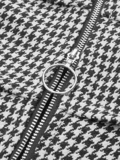 COMMENSE Tweed Houndstooth Zipper Sweatshirt* Sweatshirts & Hoodies|Tops