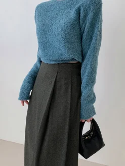 COMMENSE Tweed Pleated Button Midi Skirt* Skirts|Bottoms