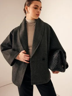 COMMENSE Tweed Pockets Loose Coat* Outerwear|Coats