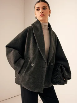 COMMENSE Tweed Pockets Loose Coat* Outerwear|Coats