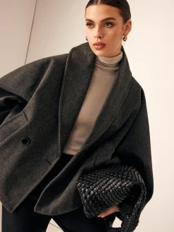 COMMENSE Tweed Pockets Loose Coat* Outerwear|Coats