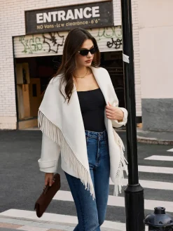 COMMENSE Tweed Tassel Winter Coat* Outerwear|Coats