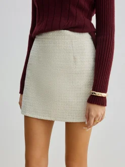 COMMENSE Tweed Zipper A-Line Mini Skirt* Skirts|Bottoms