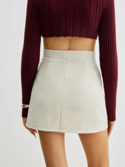 COMMENSE Tweed Zipper A-Line Mini Skirt* Skirts|Bottoms