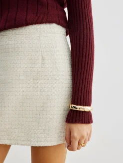 COMMENSE Tweed Zipper A-Line Mini Skirt* Skirts|Bottoms