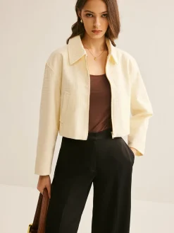 COMMENSE Tweed Zipper Polo Jacket* Outerwear|Tops