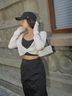 COMMENSE Twist Cover Up Crop Knit Top* Sweater Tops|Sweaters & Cardigans