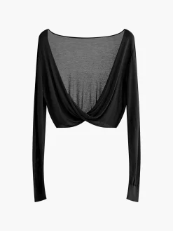 COMMENSE Twist Cover Up Crop Knit Top* Sweater Tops|Sweaters & Cardigans