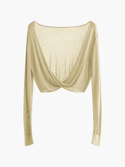 COMMENSE Twist Cover Up Crop Knit Top* Sweater Tops|Sweaters & Cardigans
