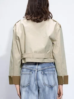 COMMENSE Two Tone Buckle Belted Trench Coat* Outerwear|Coats