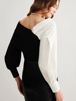COMMENSE Two Tone Cold-Shoulder T-Shirt* T-shirts|Matching Sets