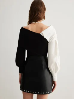 COMMENSE Two Tone Cold-Shoulder T-Shirt* T-shirts|Matching Sets