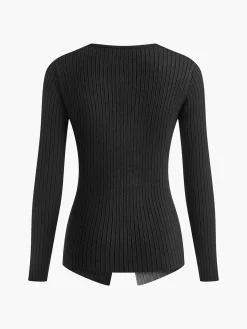 COMMENSE Two Tone Criss Cross Slim Knit Top* Sweater Tops|Sweaters & Cardigans