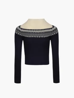 COMMENSE Two Tone Cutout Slim Sweater* Sweater Tops|Sweaters & Cardigans