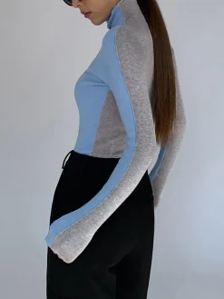 COMMENSE Two Tone Double Sided Long Sleeve Knit Top* Sweater Tops|Sweaters & Cardigans
