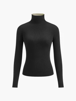 COMMENSE Two Tone Double Sided Long Sleeve Knit Top* Sweater Tops|Sweaters & Cardigans