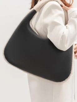 COMMENSE Two Tone Fleece Zipper Armpit Bag* Bags|Accessories
