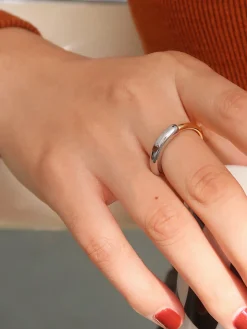 COMMENSE Two Tone Glossy Hoop Ring* Rings & Bracelets|Accessories