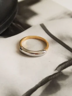 COMMENSE Two Tone Glossy Hoop Ring* Rings & Bracelets|Accessories