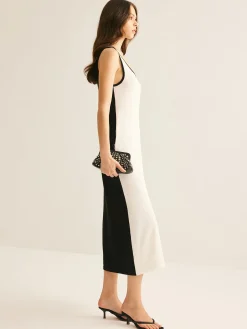 COMMENSE Two Tone Panel Pockets Tank Dress* White Dresses|Casual Dresses