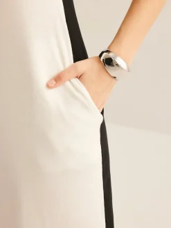 COMMENSE Two Tone Panel Pockets Tank Dress* White Dresses|Casual Dresses