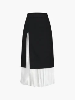 COMMENSE Two Tone Pleated Long Skirt* Skirts|Bottoms