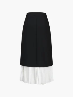 COMMENSE Two Tone Pleated Long Skirt* Skirts|Bottoms