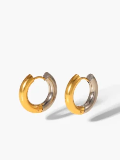 COMMENSE Two Tone Splicing Hoop Earrings* Earrings|Accessories
