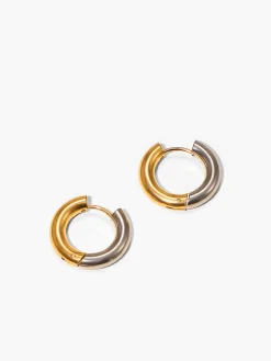 COMMENSE Two Tone Splicing Hoop Earrings* Earrings|Accessories