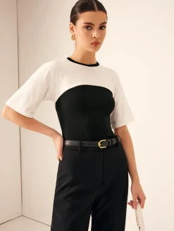 COMMENSE Two Tone Stretch Jersey T-Shirt* T-shirts|Tops