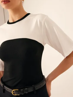 COMMENSE Two Tone Stretch Jersey T-Shirt* T-shirts|Tops