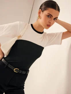 COMMENSE Two Tone Stretch Jersey T-Shirt* T-shirts|Tops