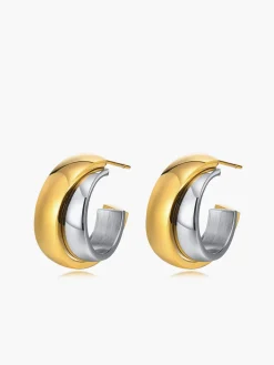 COMMENSE Two Tone Tunnel Hoop Earrings* Earrings|Accessories